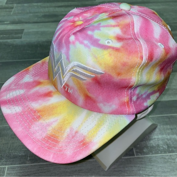 Wonder Woman Snapback Hat Cap Adult Pink Tie Dye DC Comics SuperHero Barbiecore - Picture 3 of 9